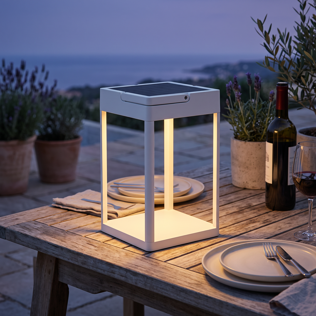 Luxury Metal Solar Lantern - White