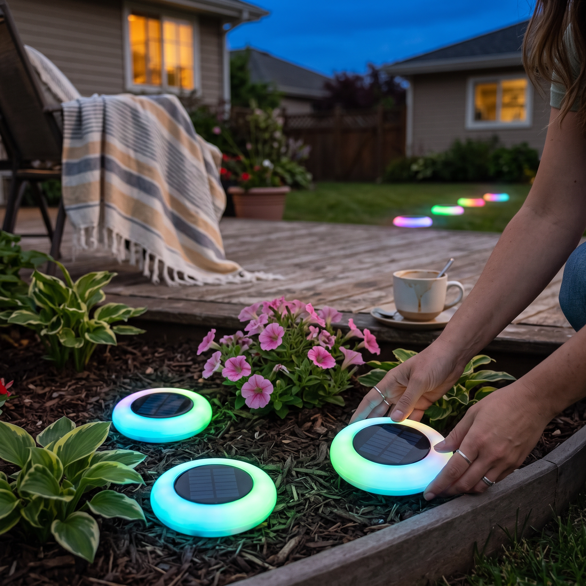 Solar Mood Light (4 Pack) in use