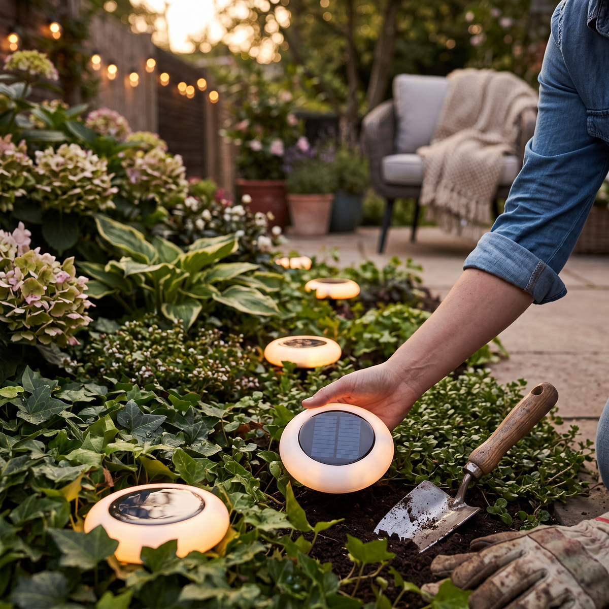 Solar Mood Light (4 Pack) in use