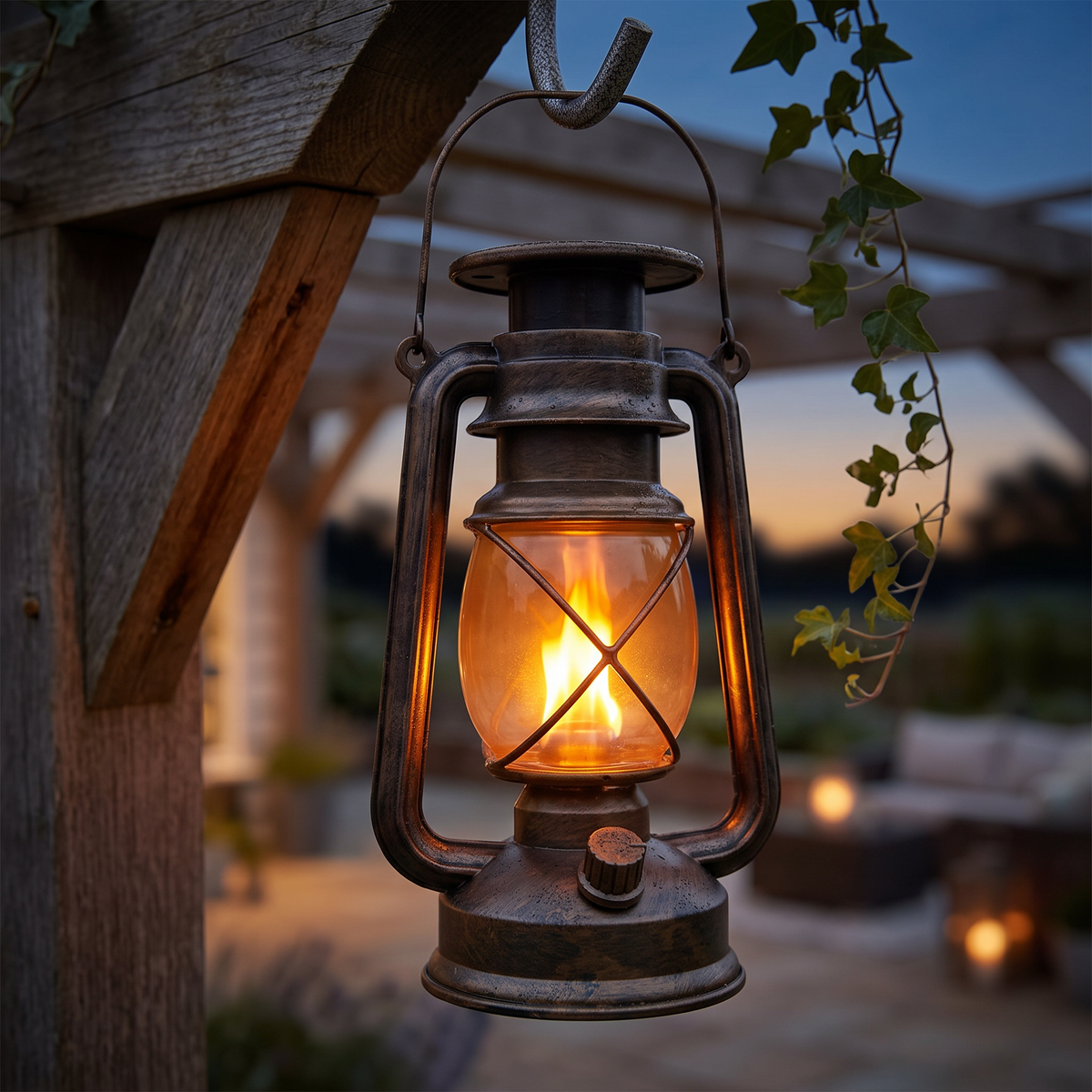 Close-up of solar lantern frame, glass and solar panel