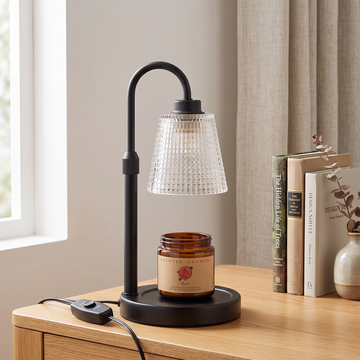 Candle warmer lamp on a shelf in daylight