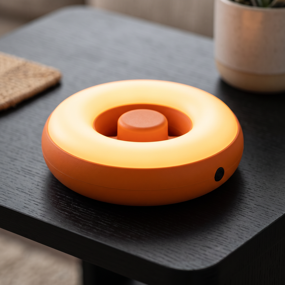Close-up of the donut lamp form and finish