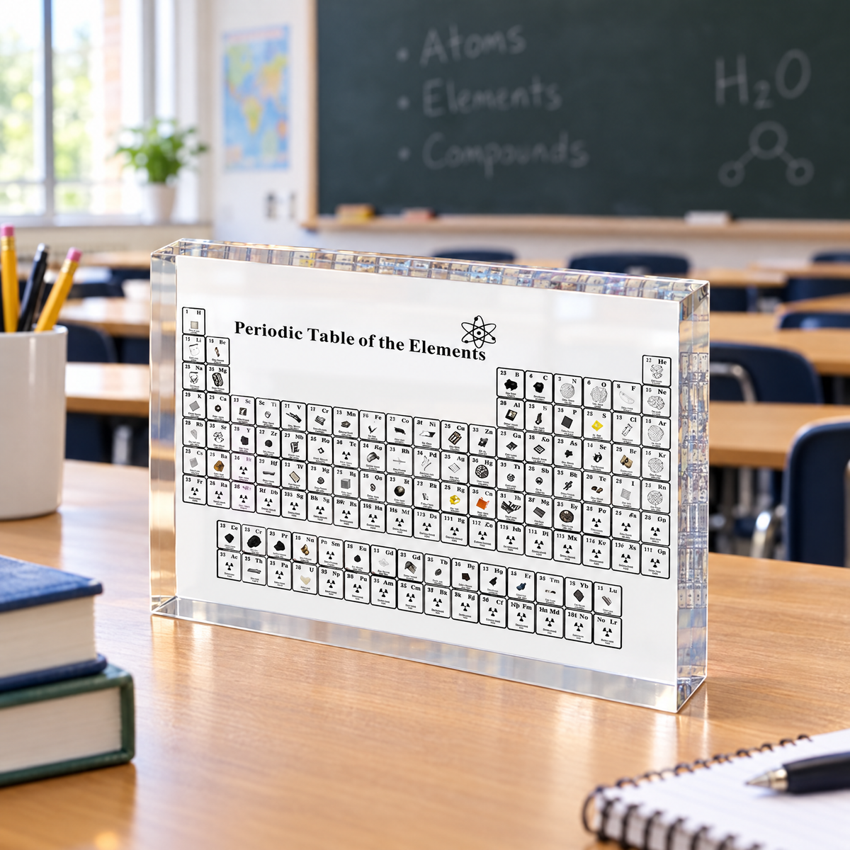 Periodic table block in a classroom